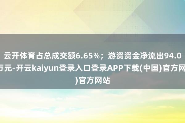 云开体育占总成交额6.65%；游资资金净流出94.06万元-开云kaiyun登录入口登录APP下载(中国)官方网站